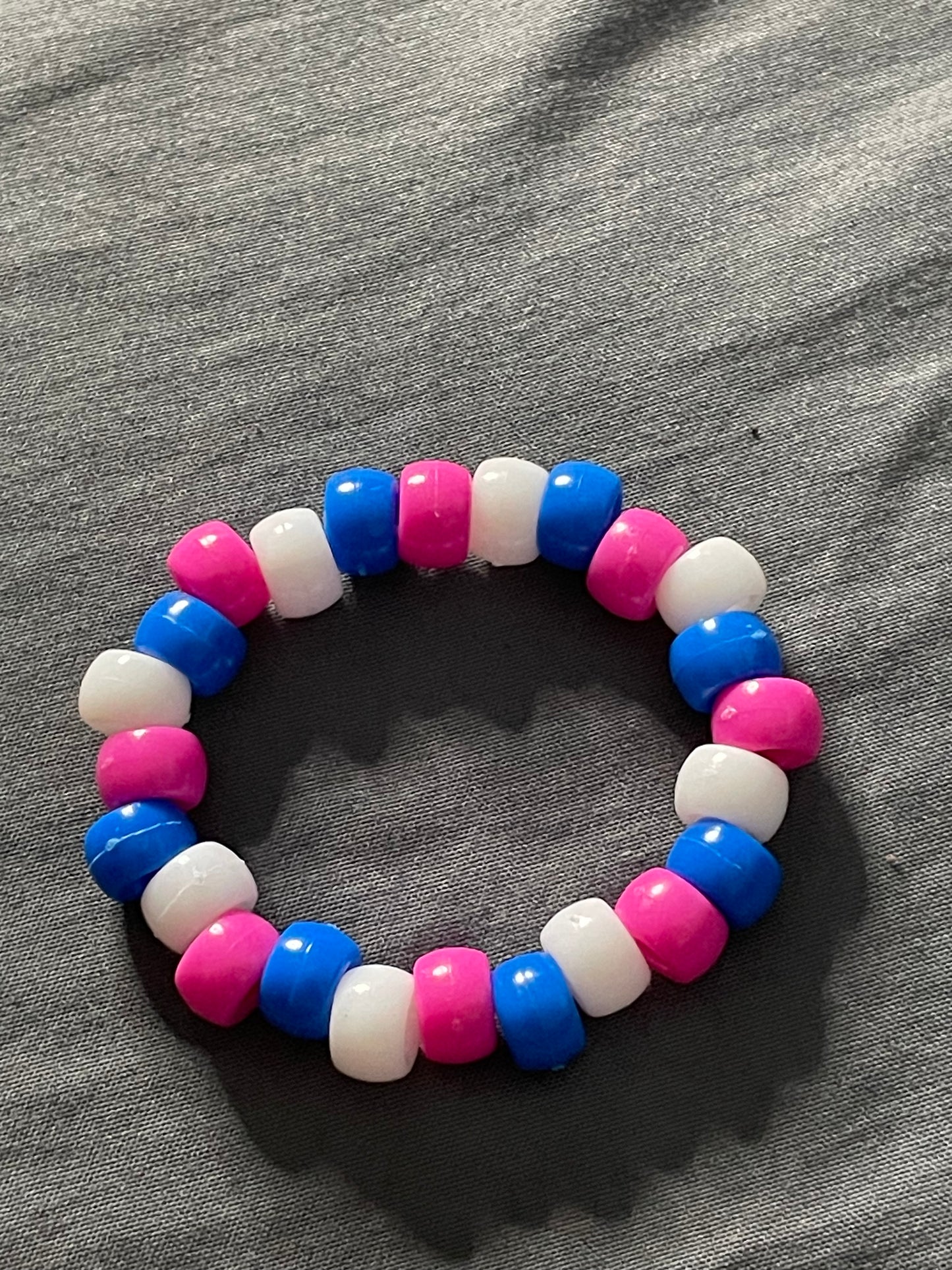 Pink White & Blue Bead Bracelet