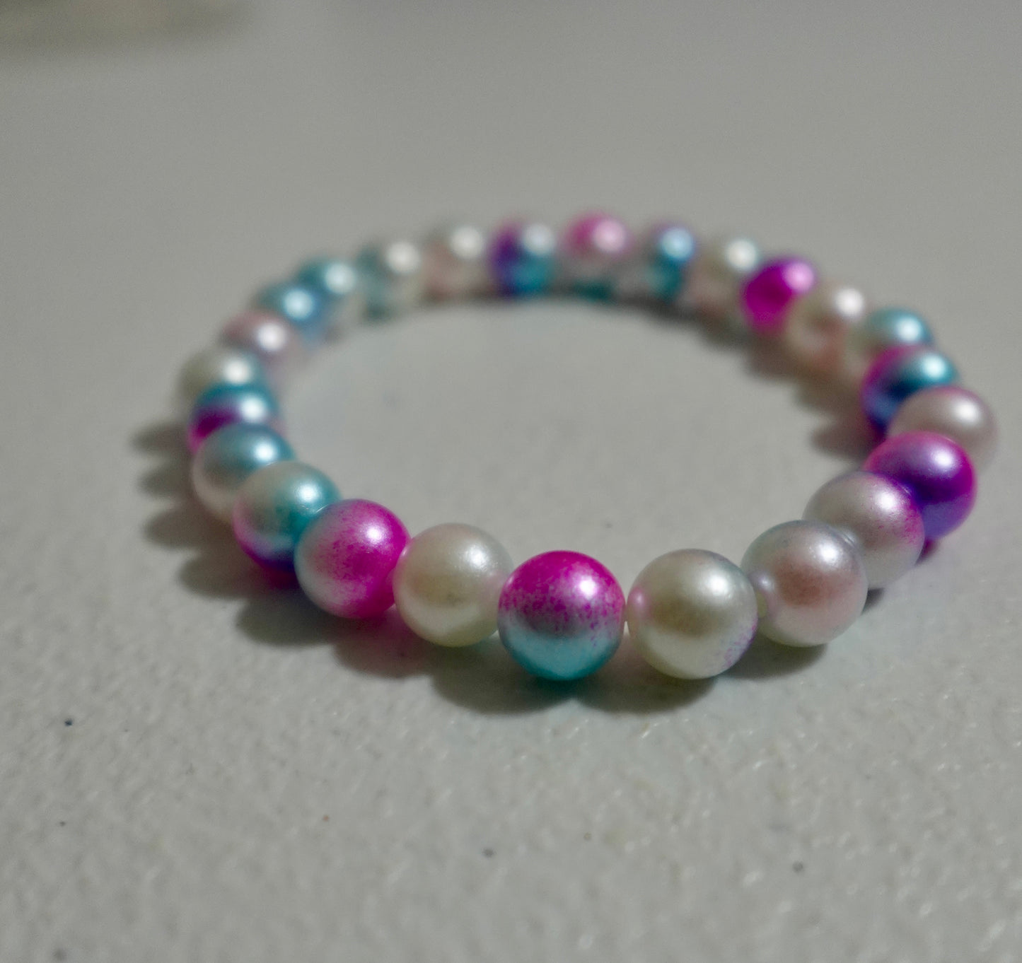 Pearliest Purple And Blue Bead Bracelet