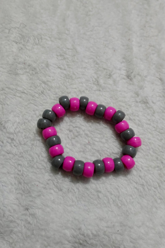 Pink And Gray Bead Bracelet