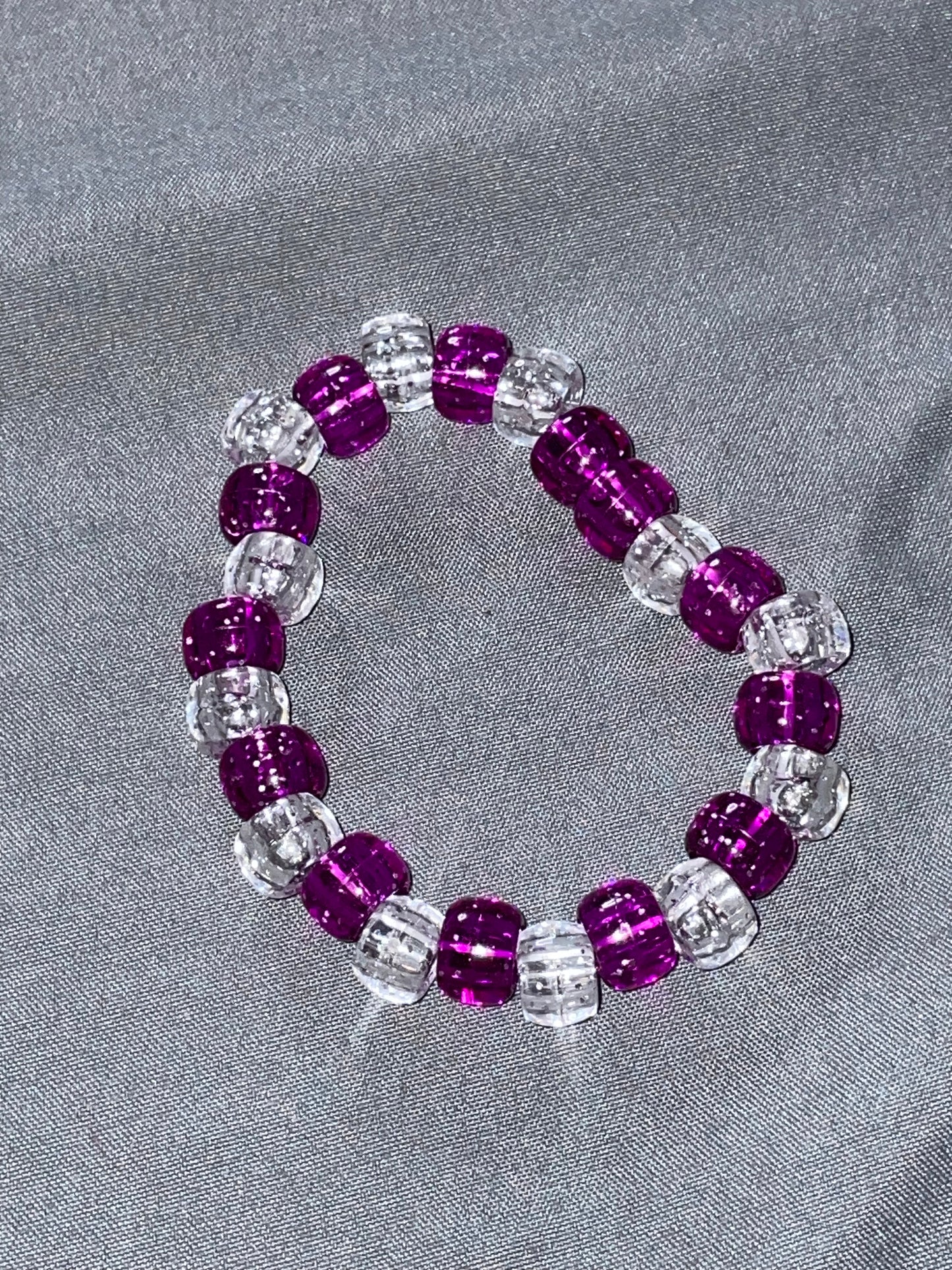 Purple & White Bead Bracelet