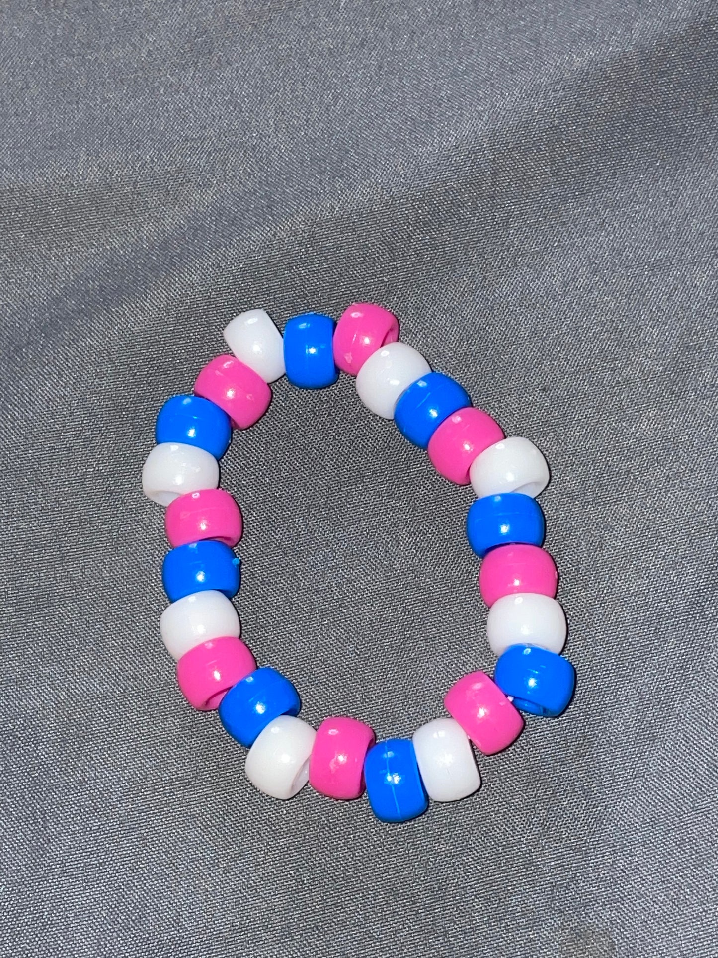 Pink White & Blue Bead Bracelet