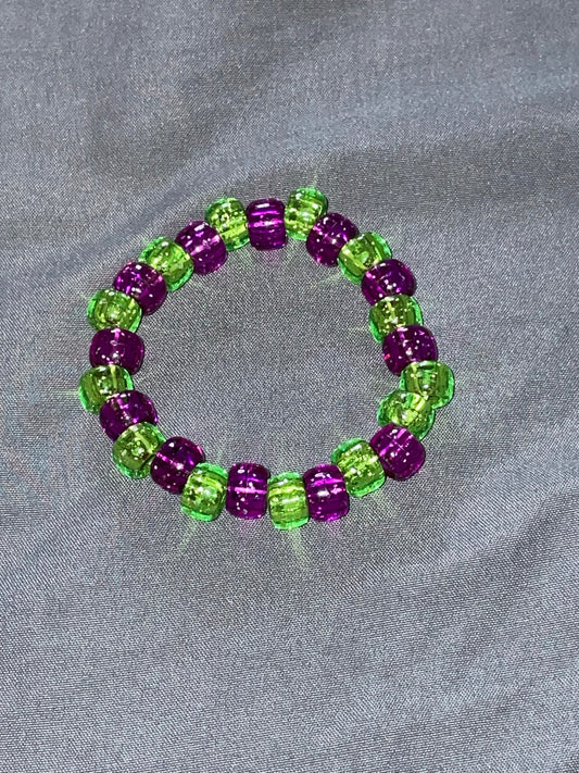 Purple & Green Bead Bracelet