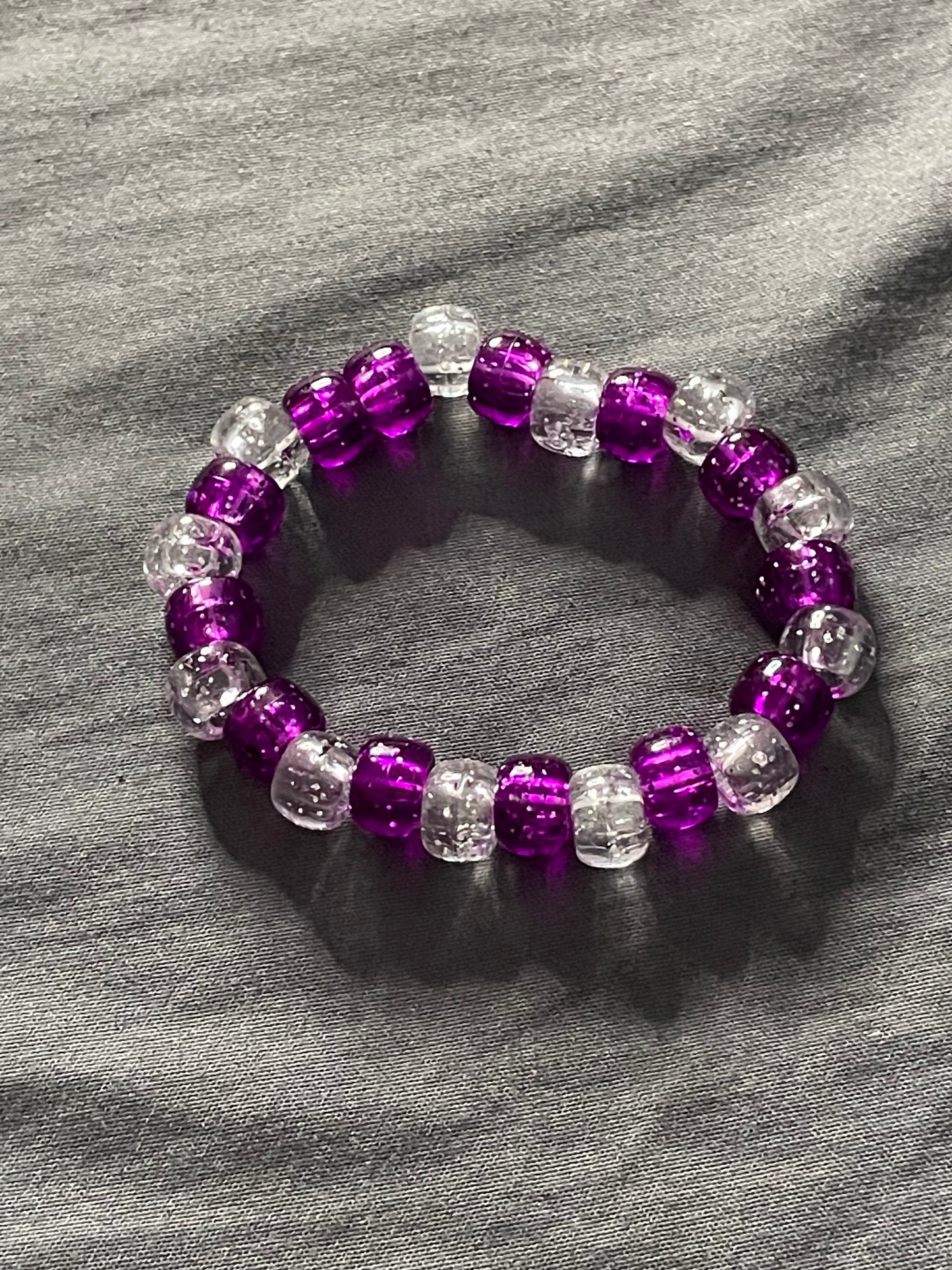 Purple & White Bead Bracelet