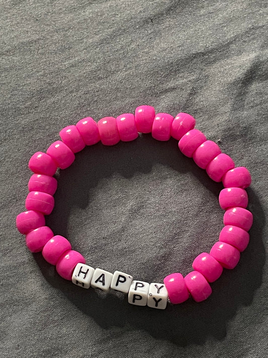 Happy Pink Bead Bracelet