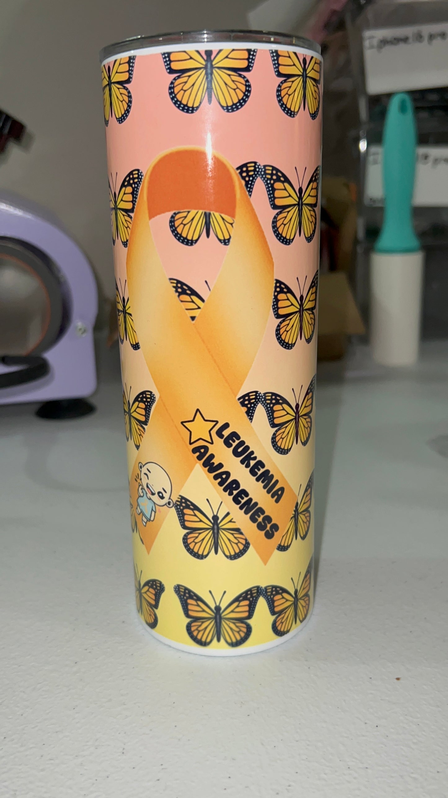 Leukemia awareness tumbler cup 20 oz