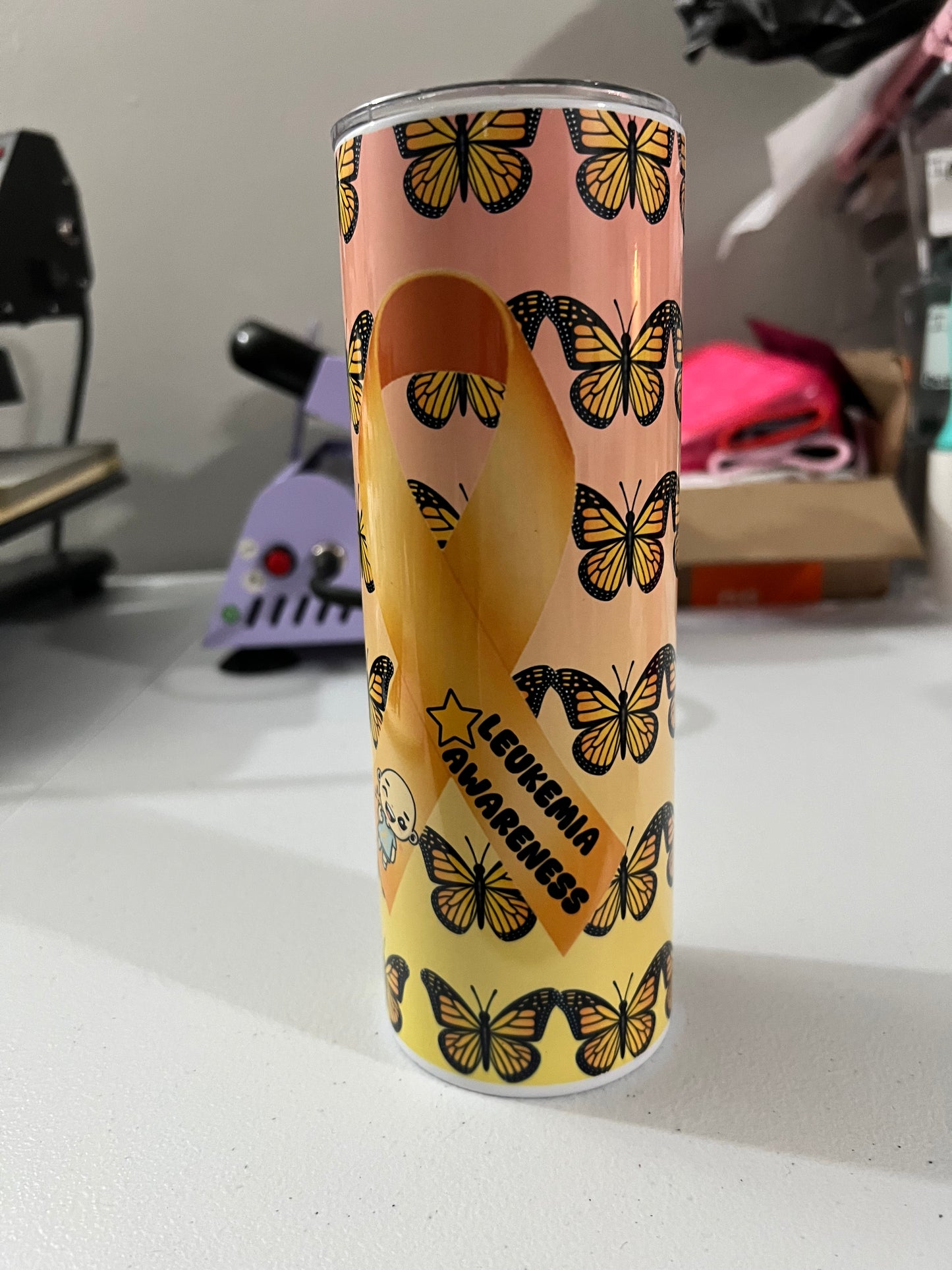 Leukemia awareness tumbler cup 20 oz